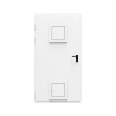 Дверь противопожарная металлическая дымогазонепроницаемая сплошная, однопольная, угловая коробка ДПР-Олимп-01/60К со стыковочными узлами (1050-2075)