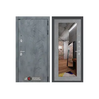 Входная дверь Бетон с зеркалом 18 - Бетон светлый