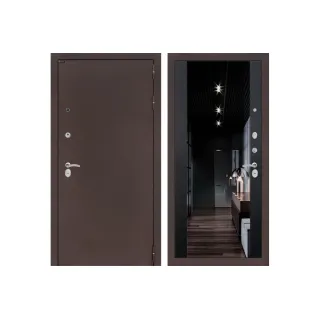 Входная дверь CLASSIC антик медный с Зеркалом тонированным Максимум - Черный кварц